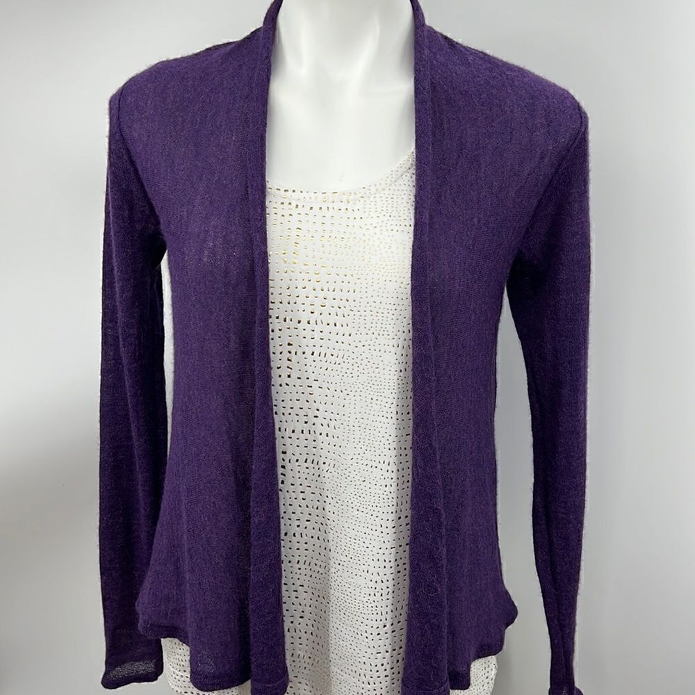 Eileen Fisher 100% baby alpaca XS purple lightweight cardigan